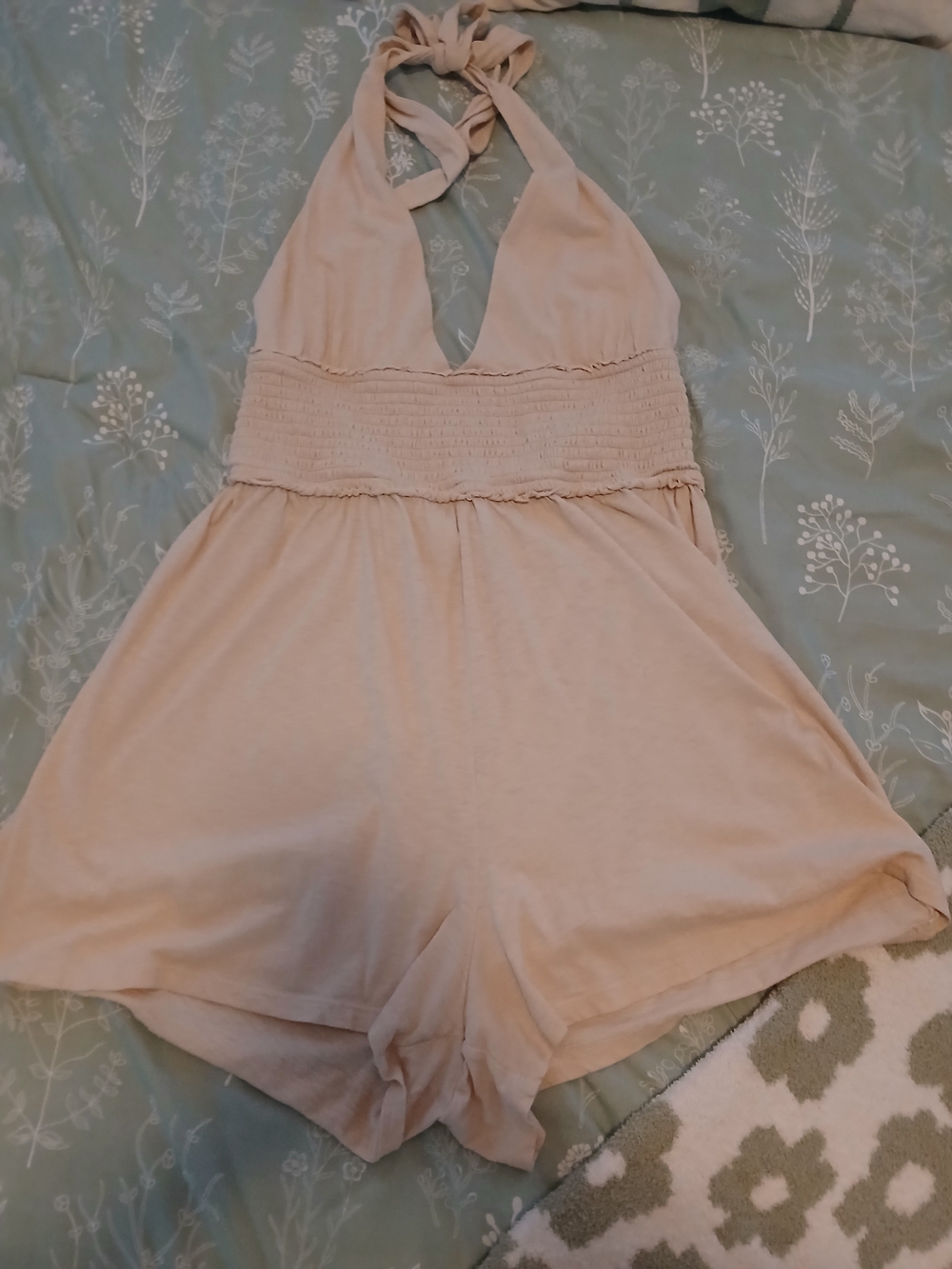 American Eagle Outfitters Beige Halter Romper